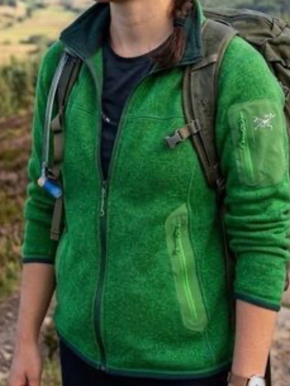 Arc'teryx Vintage light Green Fleece Hiking Outdoor Jacket Zip Pockets Large W